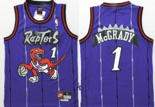 Toronto Raptors #1 Tracy McGrady Hardwood Classic Purple Swingman Kids Jersey