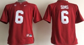 Alabama Crimson Tide #6 Blake Sims 2014 Red Limited Kids Jersey