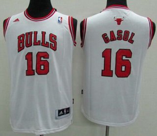 Youth Chicago Bulls #16 Pau Gasol White Jersey