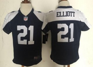 Toddler Dallas Cowboys #21 Ezekiel Elliott Navy Blue Thanksgiving Stitched NFL Nike Game Jersey