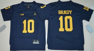 Youth Michigan Wolverines #10 Tom Brady Navy Blue Stitched NCAA Brand Jordan College Football Jersey