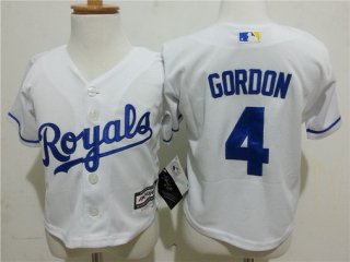 Toddler Kansas City Royals #4 Alex Gordon Home White MLB Majestic Baseball Jersey