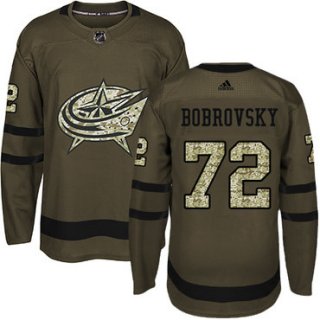 Adidas Blue Jackets #72 Sergei Bobrovsky Green Salute to Service Stitched Youth NHL Jersey