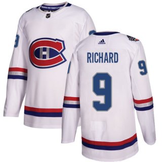 Adidas Montreal Canadiens #9 Maurice Richard White Authentic 2017 100 Classic Stitched Youth NHL Jersey