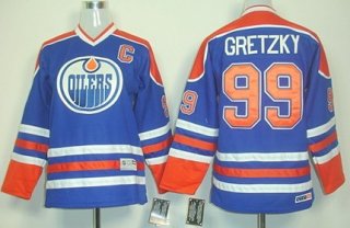 Edmonton Oilers #99 Wayne Gretzky Royal Blue Throwback CCM Kids Jersey