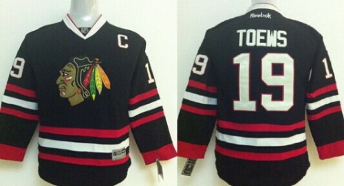 Chicago Blackhawks #19 Janathan Toews Black Kids Jersey