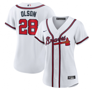 Women's Atlanta Braves #28 Matt Olson White Cool Base Stitched Jersey