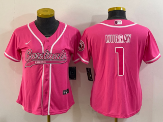 Women's Arizona Cardinals #1 Kyler Murray Pink With Patch Cool Base Stitched Baseball Jersey