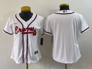 Women's Atlanta Braves Blank White Stitched MLB Cool Base Nike Jersey