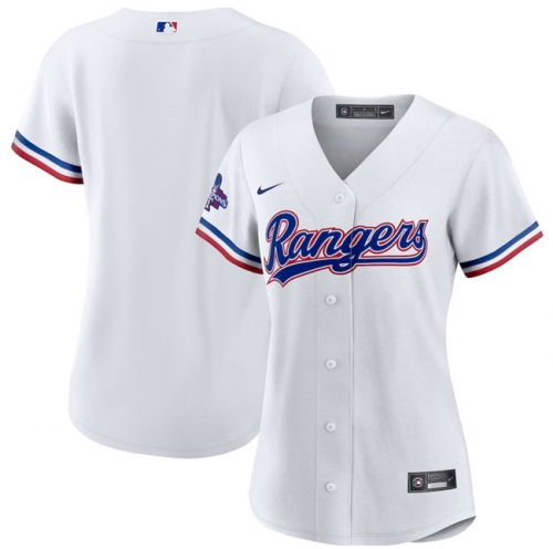 Women's Texas Rangers Blank White 2023 World Series Champions Stitched Baseball Jersey(Run Small)