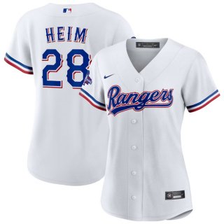 Women's Texas Rangers #28 Jonah Heim White 2023 World Series Champions Stitched Baseball Jersey(Run Small)