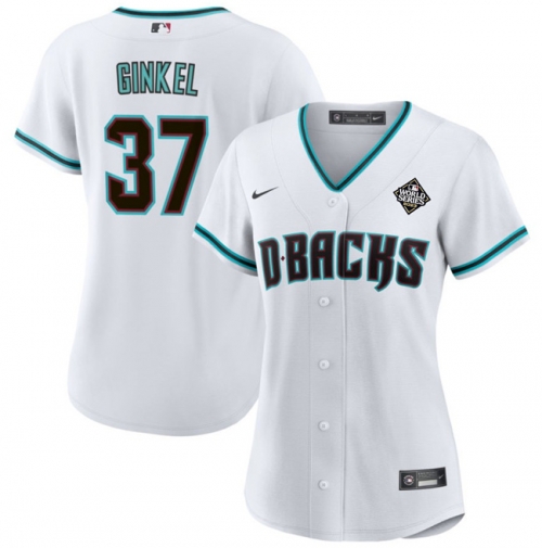 Women's Arizona Diamondbacks #37 Kevin Ginkel White 2023 World Series Stitched Baseball Jersey(Run Small)