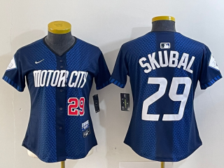 Women's Detroit Tigers #29 Tarik Skubal 2024 Navy City Connect Cool Base Limited Stitched Jerseys