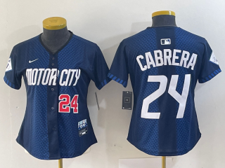 Women's Detroit Tigers #24 Miguel Cabrera Navy 2024 City Connect Cool Base Limited Stitched Jerseys