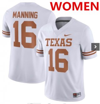 Women's Texas Longhorns #16 Arch Manning White Stitched Jersey