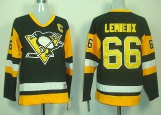 Pittsburgh Penguins #66 Mario Lemieux Black Throwback CCM Kids Jersey