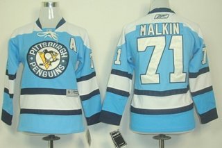 Pittsburgh Penguins #71 Evgeni Malkin Light Blue Kids Jersey