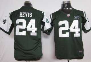 Nike New York Jets #24 Darrelle Revis Green Game Kids Jersey