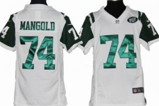 Nike New York Jets #74 Nick Mangold White Game Kids Jersey