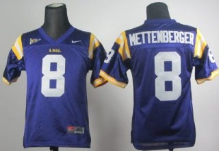 LSU Tigers #8 Zach Mettenberger Purple Kids Jersey