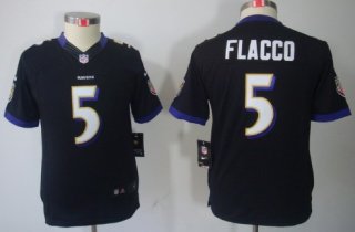 Nike Baltimore Ravens #5 Joe Flacco Black Limited Kids Jersey