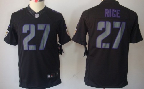 Nike Baltimore Ravens #27 Ray Rice Black Impact Limited Kids Jersey