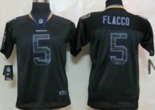 Nike Baltimore Ravens #5 Joe Flacco Lights Out Black Kids Jersey