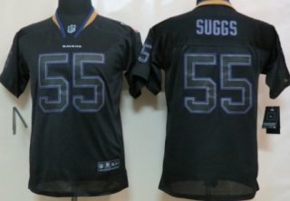 Nike Baltimore Ravens #55 Terrell Suggs Lights Out Black Kids Jersey