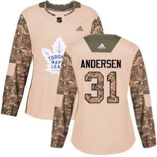 Adidas Toronto Maple Leafs #31 Frederik Andersen Camo Authentic 2017 Veterans Day Women's Stitched NHL Jersey