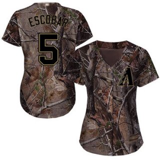 Diamondbacks #5 Eduardo Escobar Camo Realtree Collection Cool Base Women's Stitched Baseball Jersey$20.99