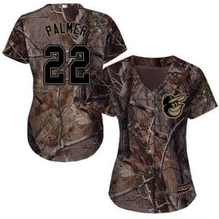 Orioles #22 Jim Palmer Camo Realtree Collection Cool Base Women's Stitched Baseball Jersey