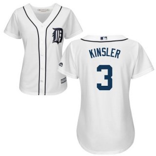 Tigers #3 Ian Kinsler White Home Women's Stitched Baseball Jersey