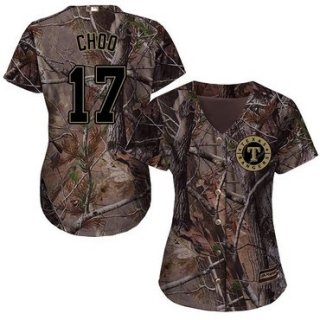 Rangers #17 Shin-Soo Choo Camo Realtree Collection Cool Base Women's Stitched Baseball Jersey