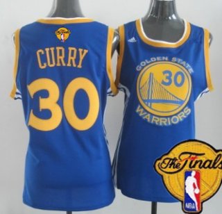 Women's Golden State Warriors #30 Stephen Curry Blue 2016 The NBA Finals Patch Jersey