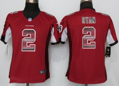 Women's Atlanta Falcons #2 Matt Ryan Red Stitched NFL 2015 Nike Strobe Fashion Jersey