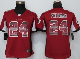 Women's Atlanta Falcons #24 Devonta Freeman Red Stitched NFL 2015 Nike Strobe Fashion Jersey