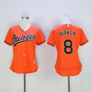 Women's Baltimore Orioles #8 Cal Ripken Retired Orange Stitched MLB Majestic Cool Base Jersey