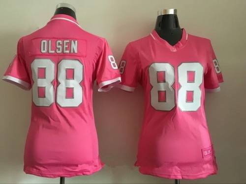 Women's Carolina Panthers #88 Greg Olsen Pink 2016 Breast Cancer Awareness Stitched NFL Nike Fashion Jersey