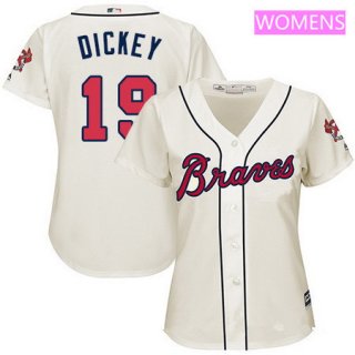 Women's Atlanta Braves #19 R.A. Dickey Cream Alternate Stitched MLB Majestic Cool Base Jersey