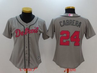 Women's Detroit Tigers #24 Miguel Cabrera Gray with Pink Mother's Day Stitched MLB Majestic Flex Base Jersey