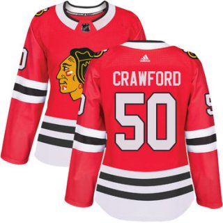 Adidas Chicago Blackhawks #50 Corey Crawford Red Home Authentic Women's Stitched NHL Jersey