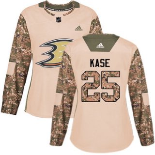 Adidas Anaheim Ducks #25 Ondrej Kase Camo Authentic 2017 Veterans Day Women's Stitched NHL Jersey