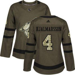 Adidas Arizona Coyotes #4 Niklas Hjalmarsson Green Salute to Service Women's Stitched NHL Jersey