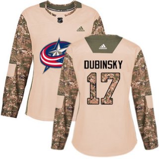 Adidas Columbus Blue Jackets #17 Brandon Dubinsky Camo Authentic 2017 Veterans Day Women's Stitched NHL Jersey