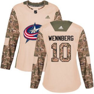 Adidas Columbus Blue Jackets #10 Alexander Wennberg Camo Authentic 2017 Veterans Day Women's Stitched NHL Jersey