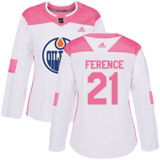 Adidas Edmonton Oilers #21 Andrew Ference White Pink Authentic Fashion Women's Stitched NHL Jersey