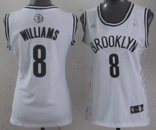 Brooklyn Nets #8 Deron Williams White Womens Jersey