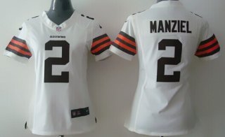 Nike Cleveland Browns #2 Johnny Manziel White Game Womens Jersey