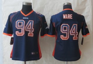 Nike Denver Broncos #94 DeMarcus Ware Drift Fashion Blue Womens Jersey