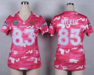 Nike Denver Broncos #83 Wes Welker 2014 Salute to Service Pink Camo Womens Jersey